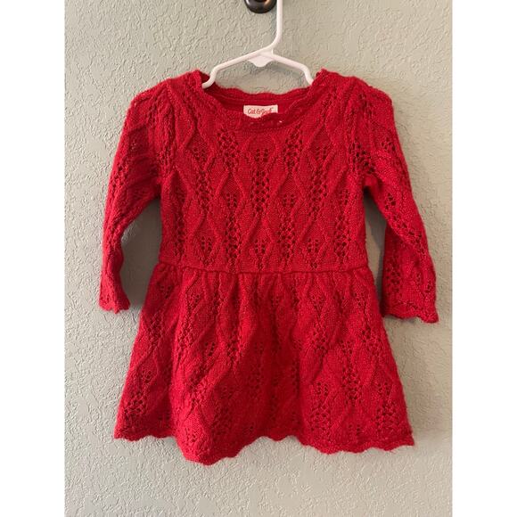 Cat and Jack Girls 18 month Red Knit Dress - Picture 1 of 3